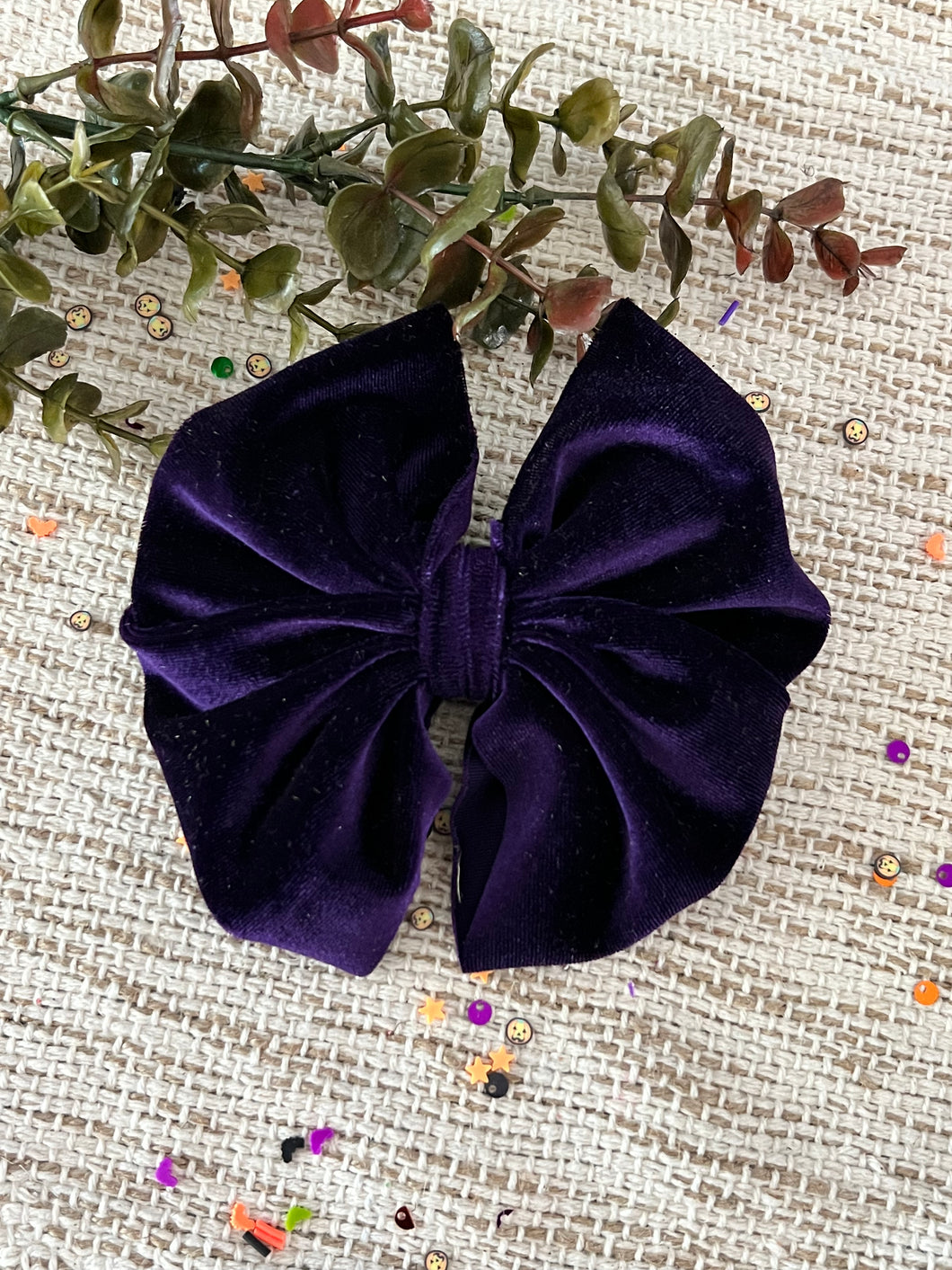 Purple Velvet Double Messy Bow