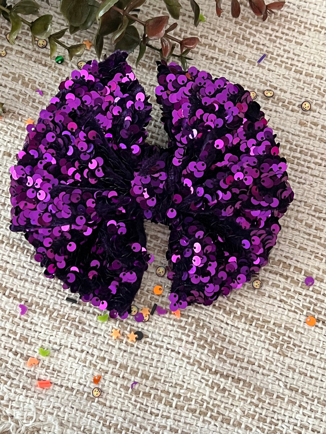 Purple Sequin Double Bow