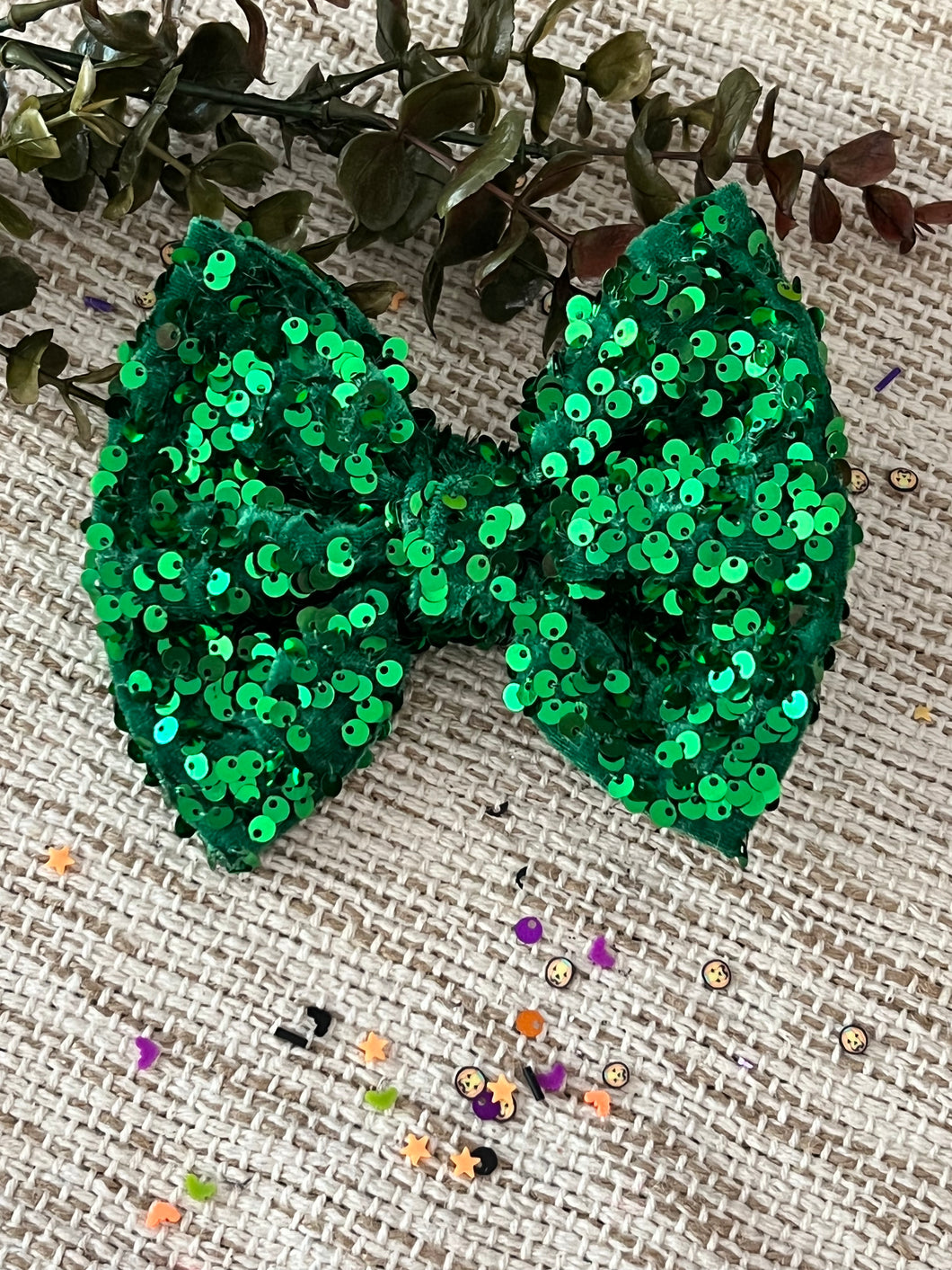 Green Sequin Bow